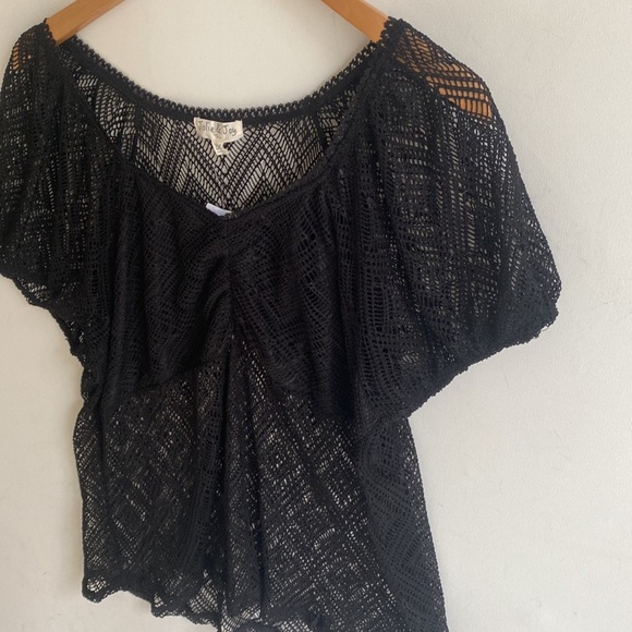 Jolie & Joy short sleeve black crochet top, Size 3X, NWT - Picture 4 of 5